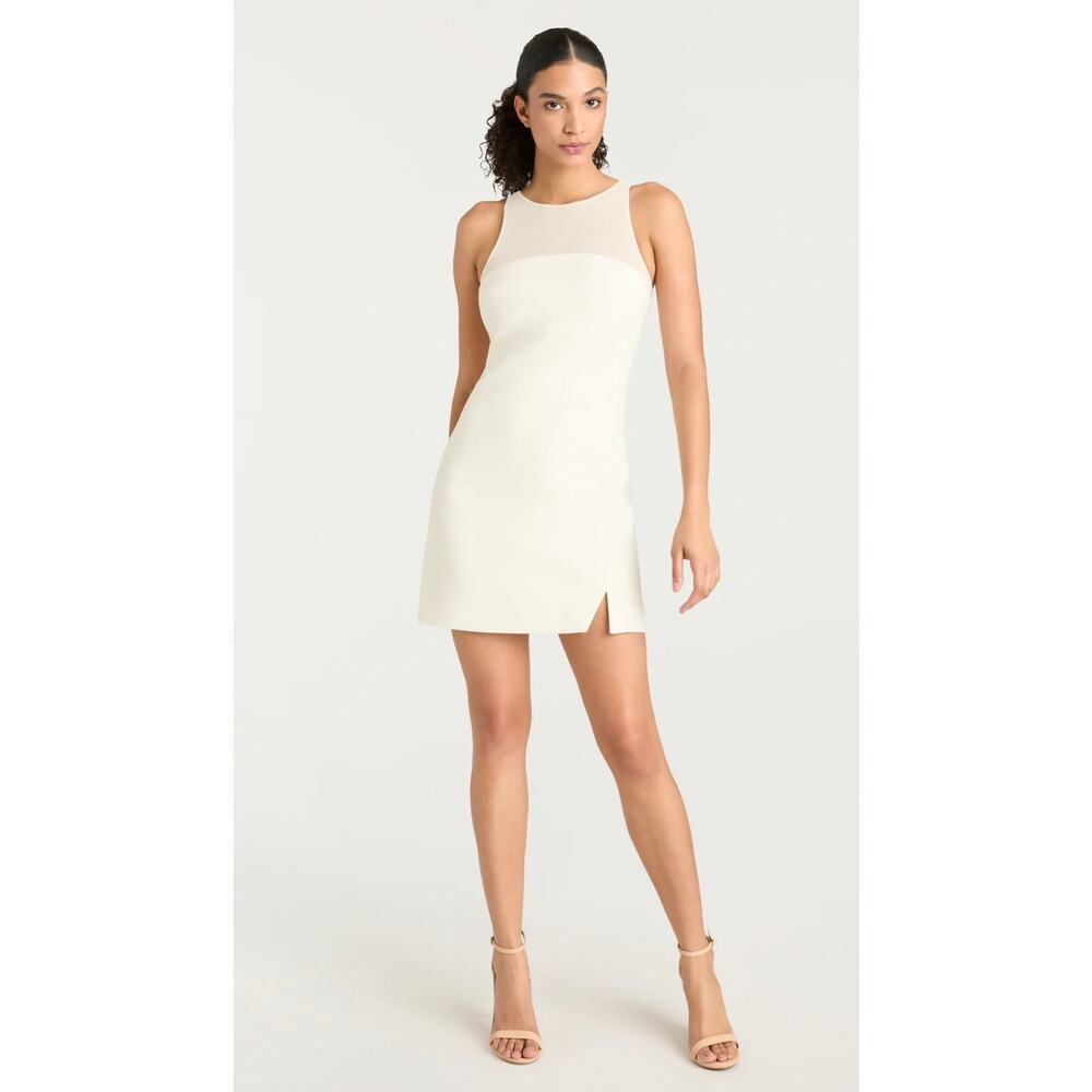 Cinq à Sept Elson Ivory Mini Dress Size 8 Mesh Yoke